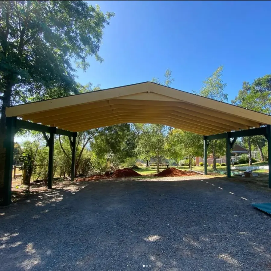 Freestanding open carport on steel posts