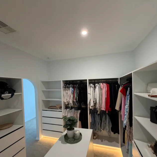Completed custom walk-in robe carpentry